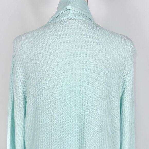 Fresh Produce Women's Waffle Knit Waterfall Cardigan Medium Teal - Picture 6 of 12